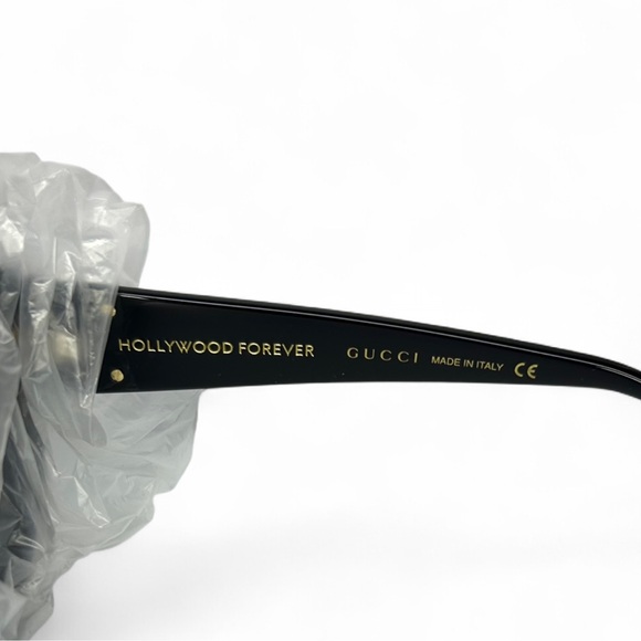 GUCCI HOLLYWOOD FOREVER Avant Garde Embellished Black Logo Sunglasses Resort - Picture 13 of 16